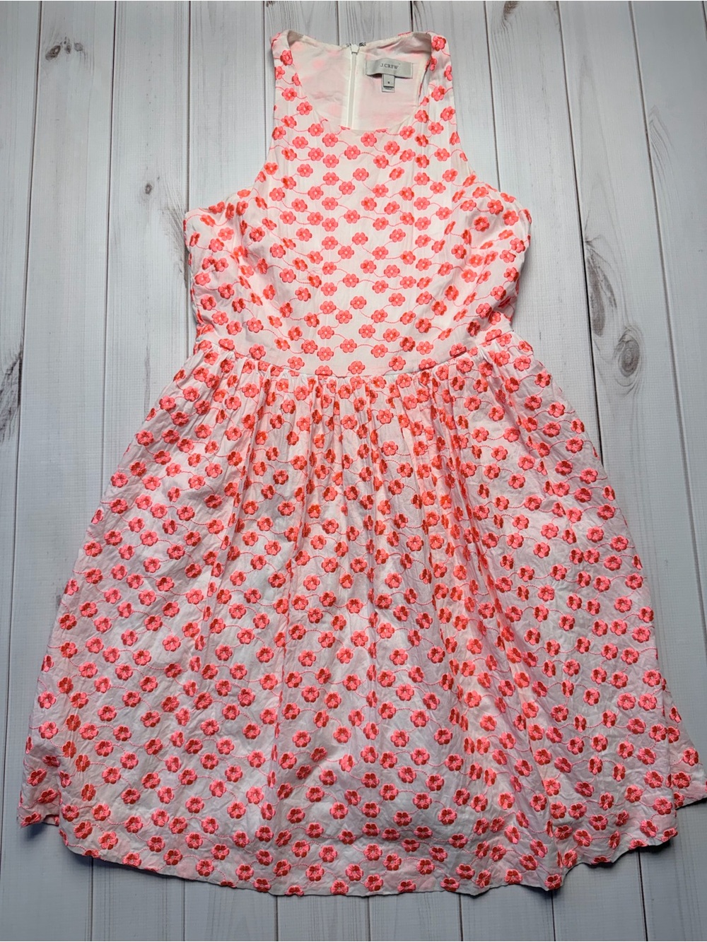 J. Crew Pink Floral Sleeveless Fit-and-Flare Dress